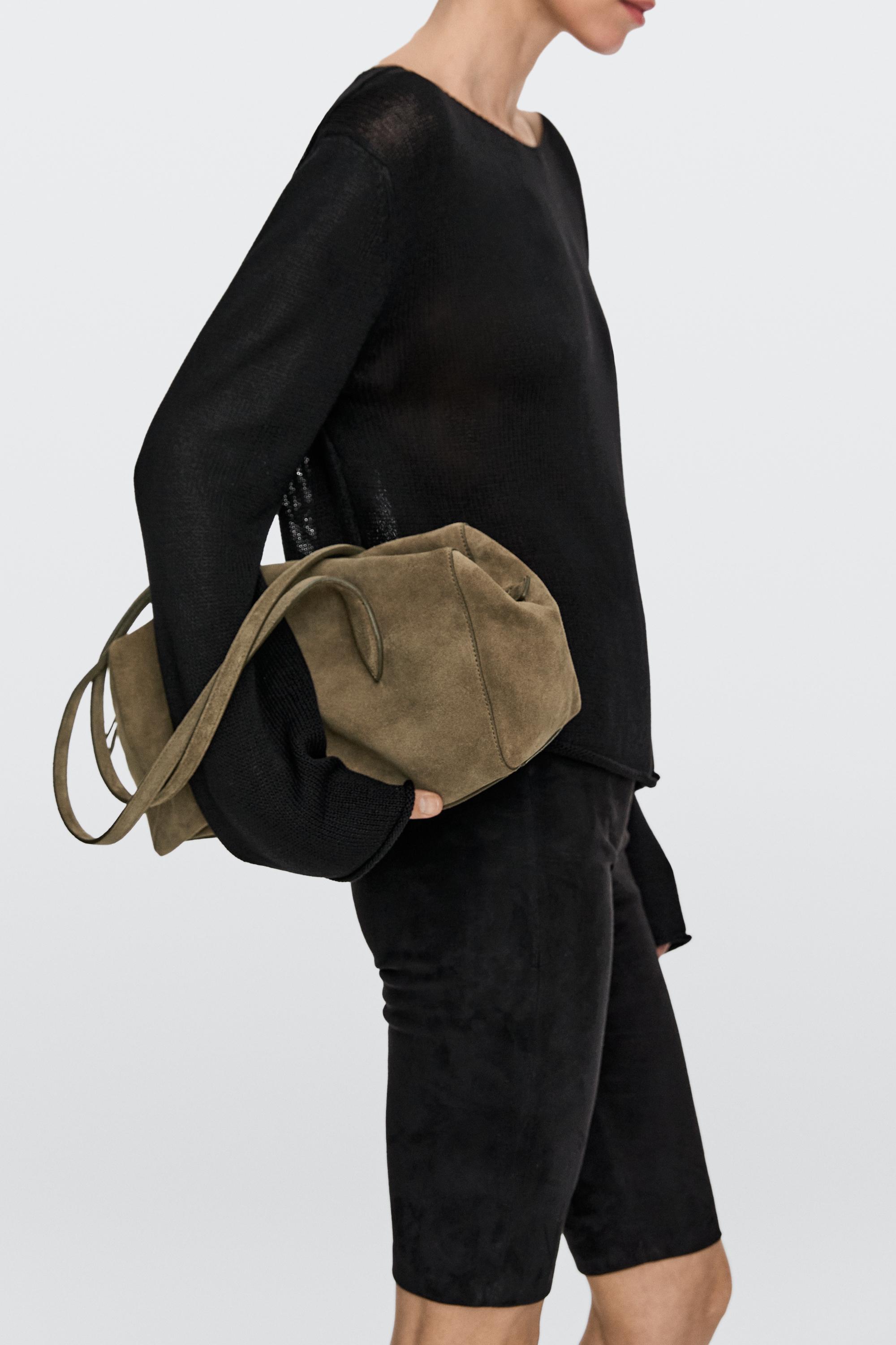 Split leather west satchel bag